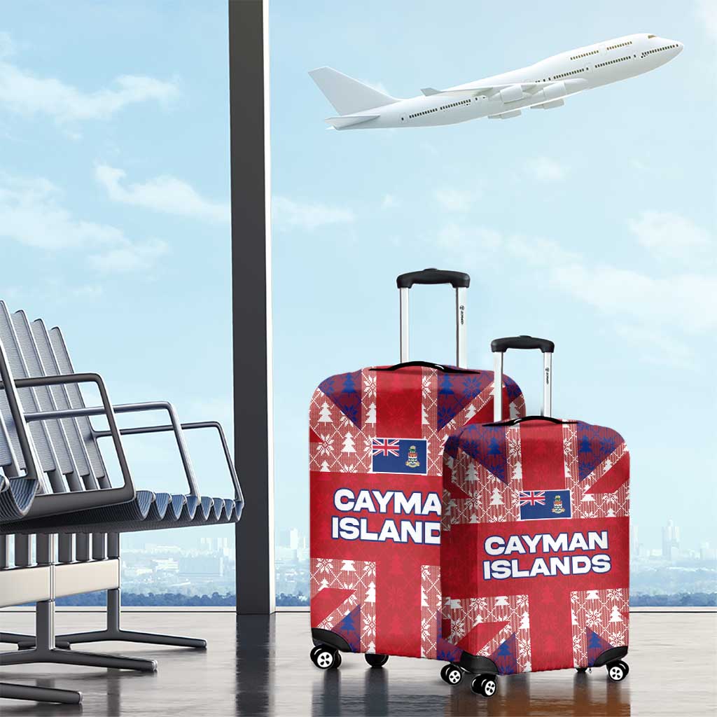 Cayman Islands Christmas Luggage Cover Xmas Pattern and Coat of Arms - Wonder Print Shop