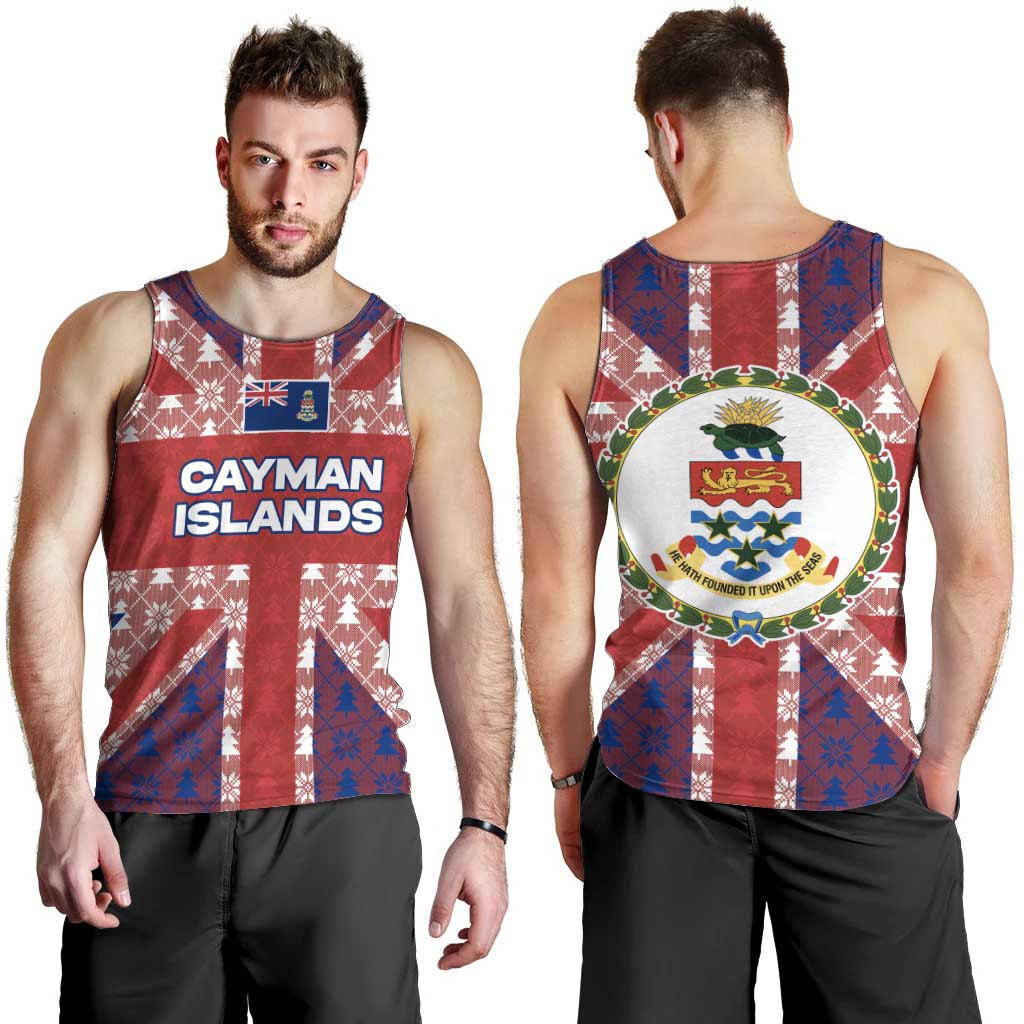 Cayman Islands Christmas Men Tank Top Xmas Pattern and Coat of Arms - Wonder Print Shop