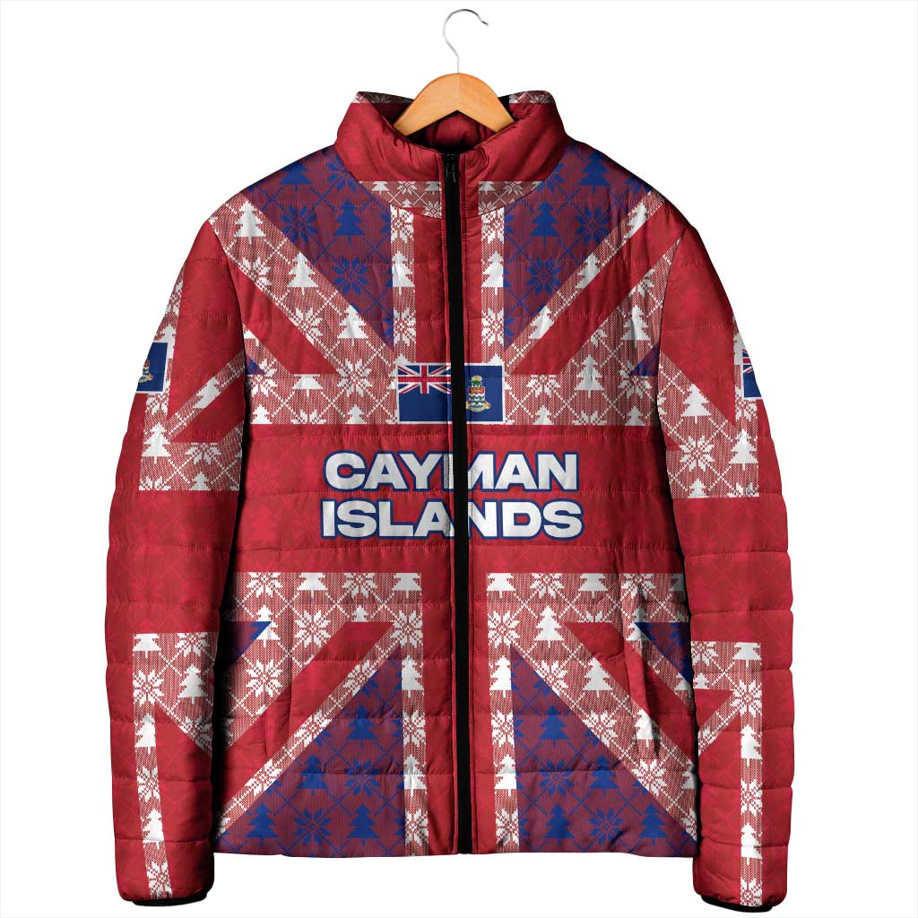 Cayman Islands Christmas Padded Jacket Xmas Pattern and Coat of Arms - Wonder Print Shop