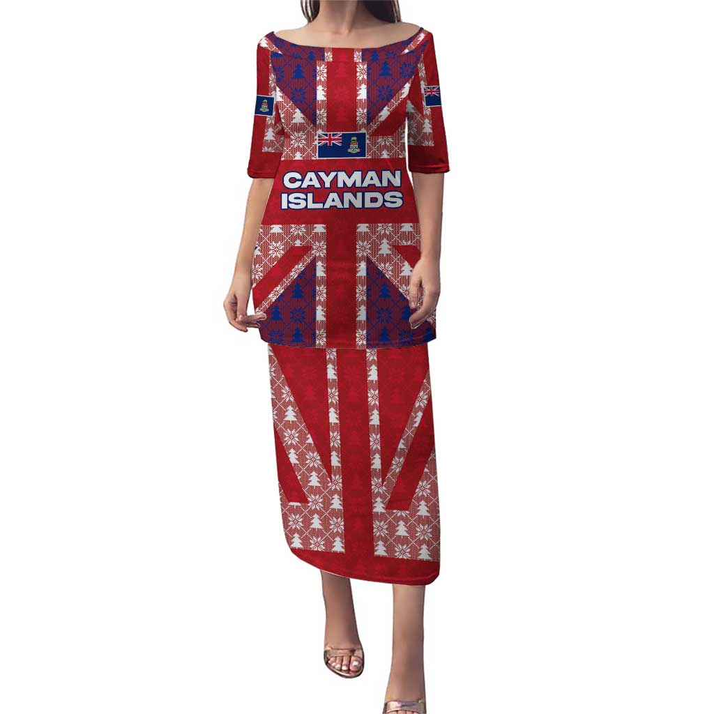 Cayman Islands Christmas Puletasi Xmas Pattern and Coat of Arms - Wonder Print Shop