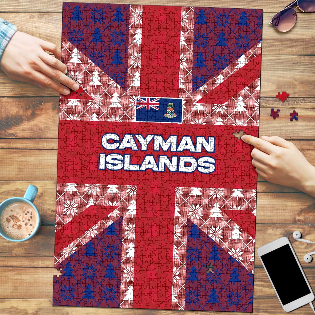 Cayman Islands Christmas Puzzle Xmas Pattern and Coat of Arms - Wonder Print Shop