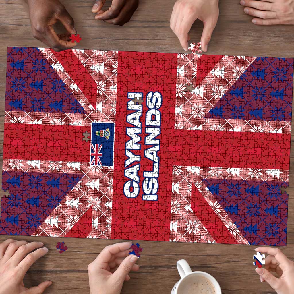 Cayman Islands Christmas Puzzle Xmas Pattern and Coat of Arms - Wonder Print Shop