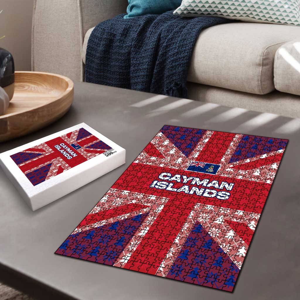 Cayman Islands Christmas Puzzle Xmas Pattern and Coat of Arms - Wonder Print Shop