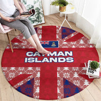 Cayman Islands Christmas Round Carpet Xmas Pattern and Coat of Arms - Wonder Print Shop