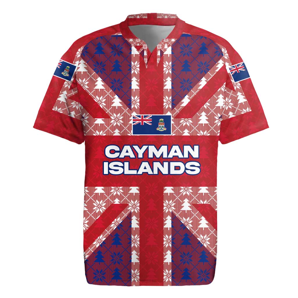 Cayman Islands Christmas Rugby Jersey Xmas Pattern and Coat of Arms - Wonder Print Shop