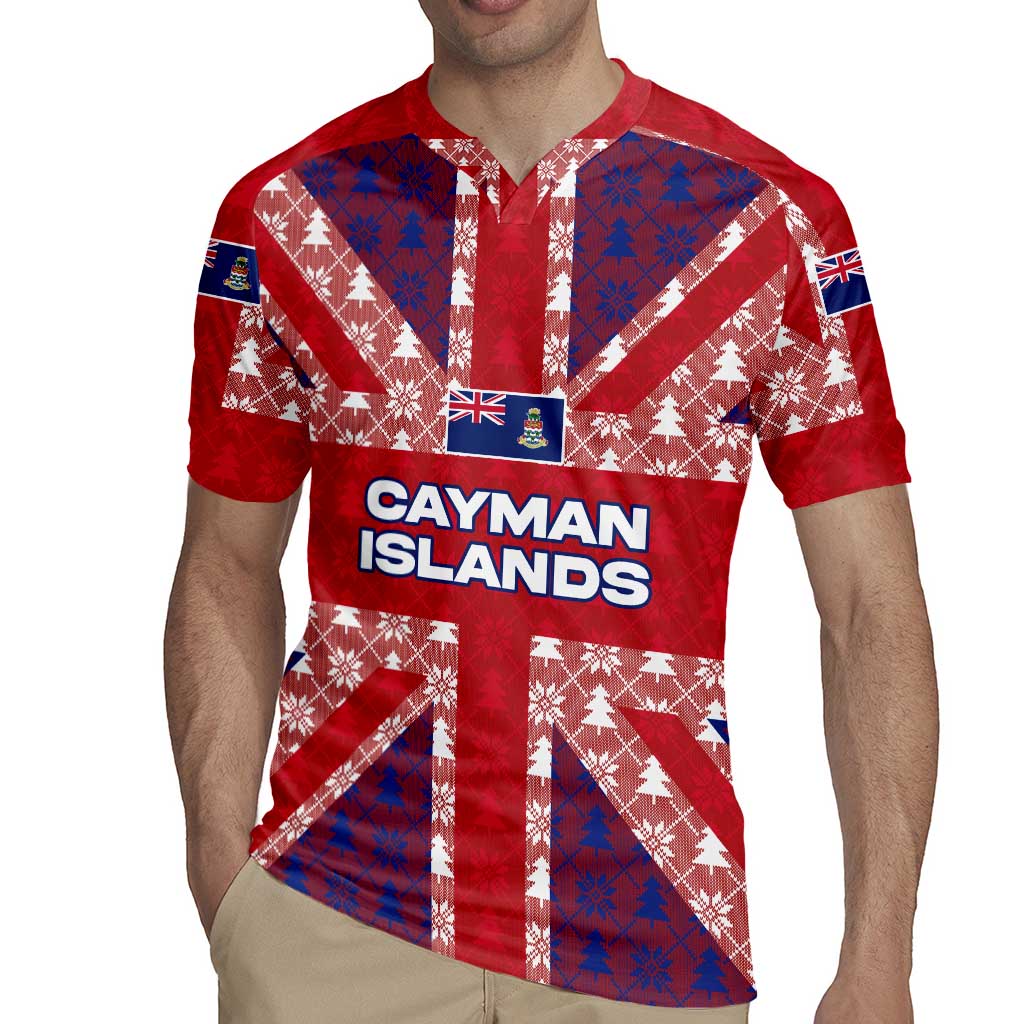 Cayman Islands Christmas Rugby Jersey Xmas Pattern and Coat of Arms - Wonder Print Shop