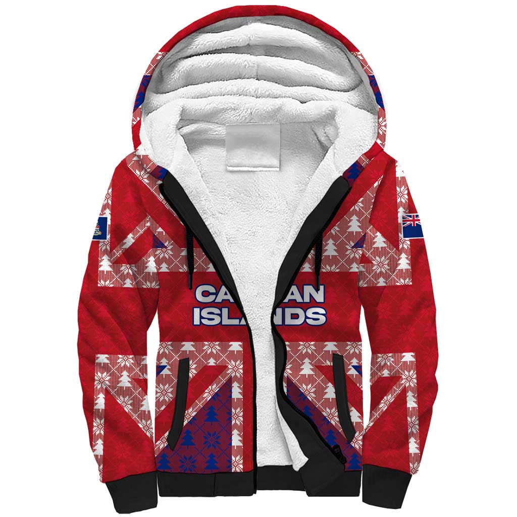 Cayman Islands Christmas Sherpa Hoodie Xmas Pattern and Coat of Arms - Wonder Print Shop
