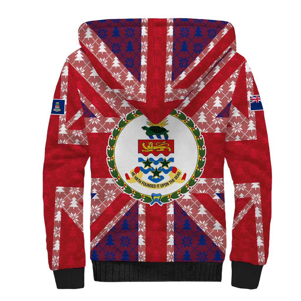 Cayman Islands Christmas Sherpa Hoodie Xmas Pattern and Coat of Arms - Wonder Print Shop