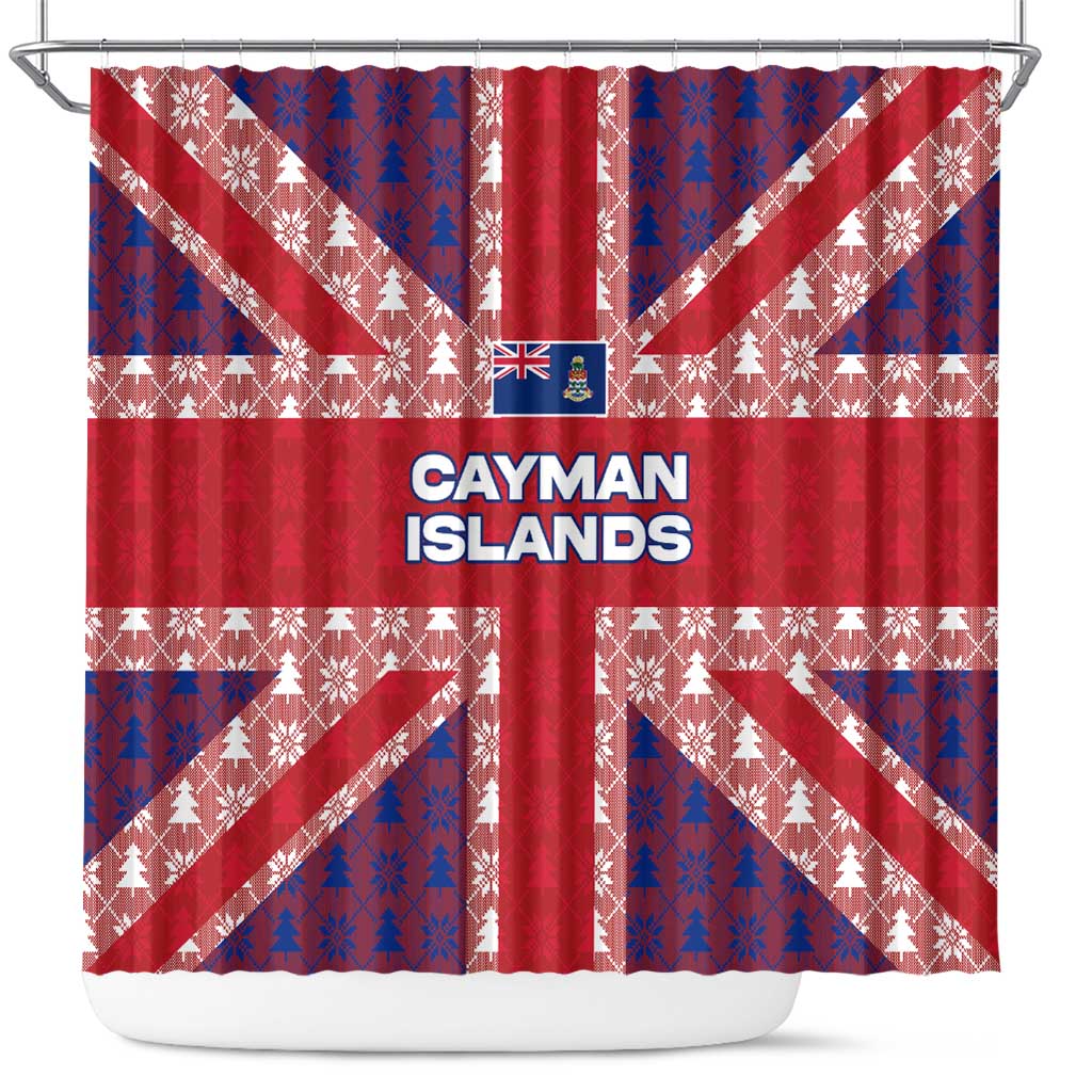 Cayman Islands Christmas Shower Curtain Xmas Pattern and Coat of Arms - Wonder Print Shop