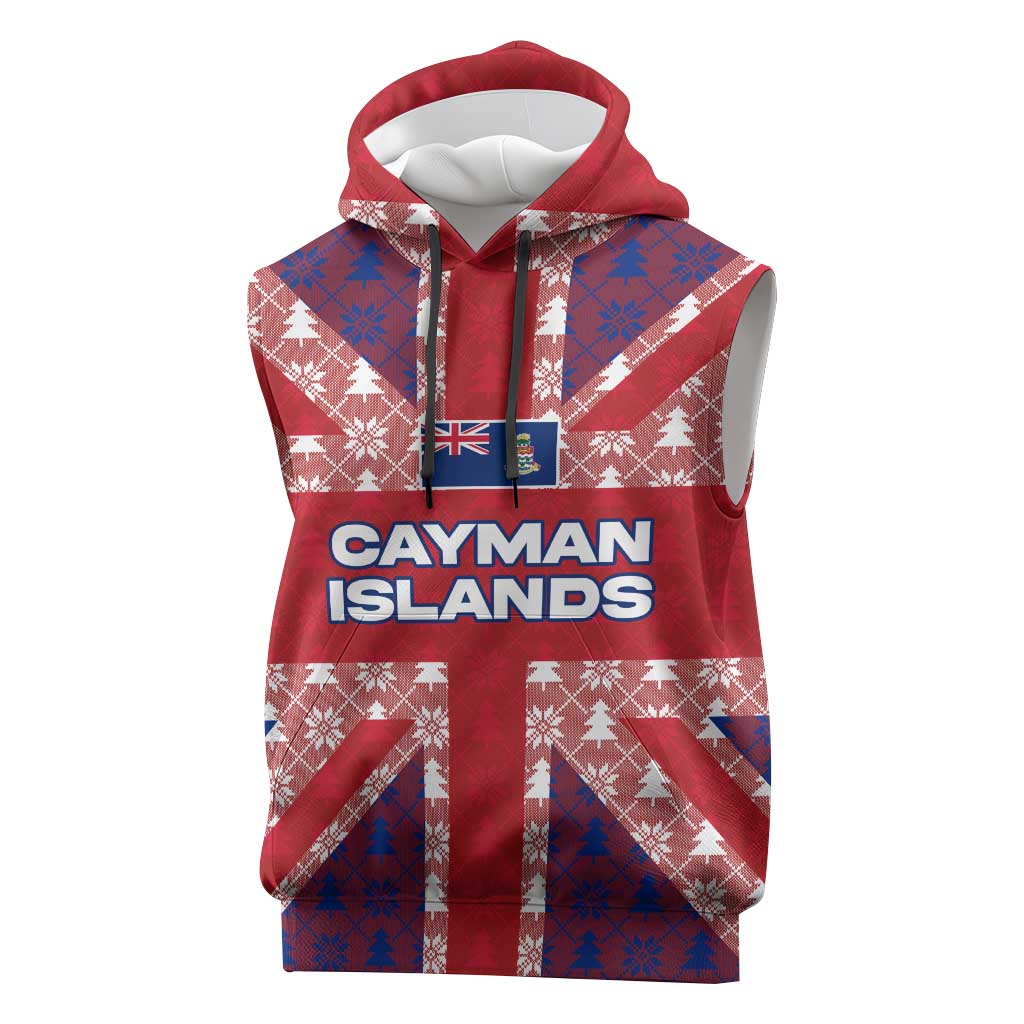 Cayman Islands Christmas Sleeveless Hoodie Xmas Pattern and Coat of Arms - Wonder Print Shop