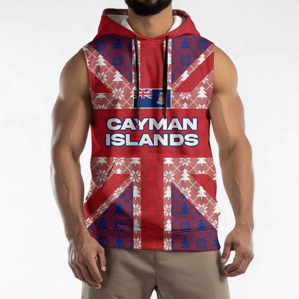 Cayman Islands Christmas Sleeveless Hoodie Xmas Pattern and Coat of Arms - Wonder Print Shop