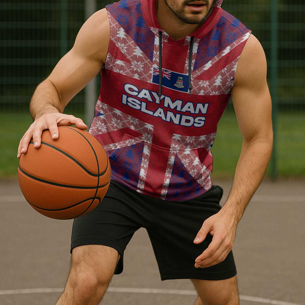 Cayman Islands Christmas Sleeveless Hoodie Xmas Pattern and Coat of Arms - Wonder Print Shop