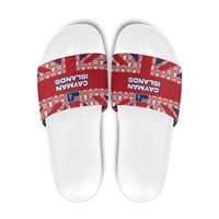 Cayman Islands Christmas Slide Sandals Xmas Pattern and Coat of Arms - Wonder Print Shop