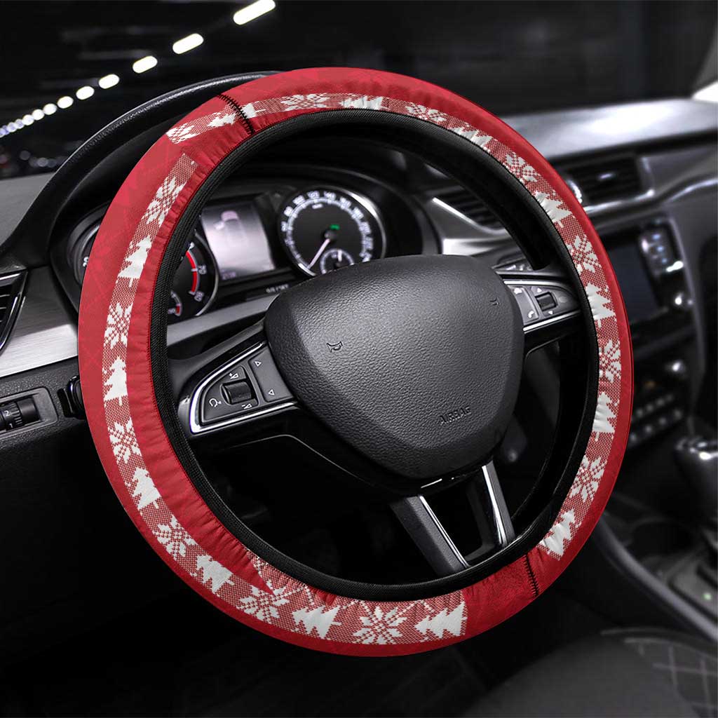 Cayman Islands Christmas Steering Wheel Cover Xmas Pattern and Coat of Arms - Wonder Print Shop