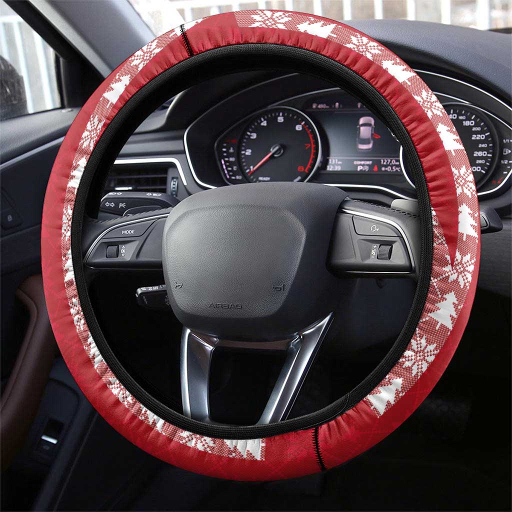 Cayman Islands Christmas Steering Wheel Cover Xmas Pattern and Coat of Arms - Wonder Print Shop