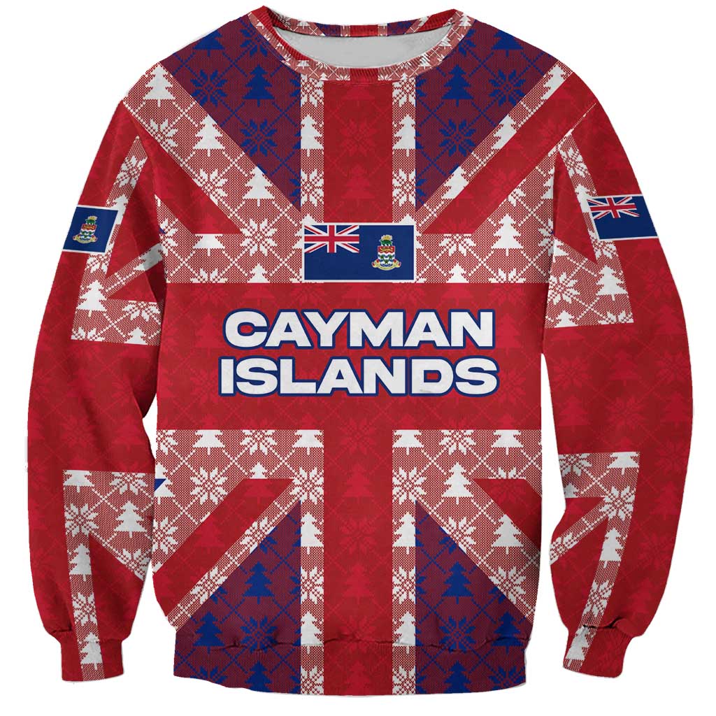 Cayman Islands Christmas Sweatshirt Xmas Pattern and Coat of Arms - Wonder Print Shop