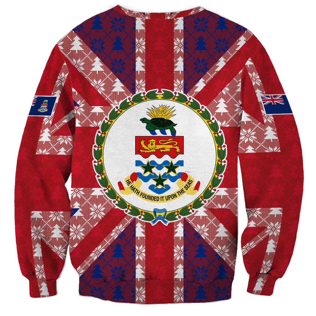 Cayman Islands Christmas Sweatshirt Xmas Pattern and Coat of Arms - Wonder Print Shop