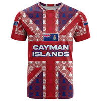 Cayman Islands Christmas T Shirt Xmas Pattern and Coat of Arms - Wonder Print Shop