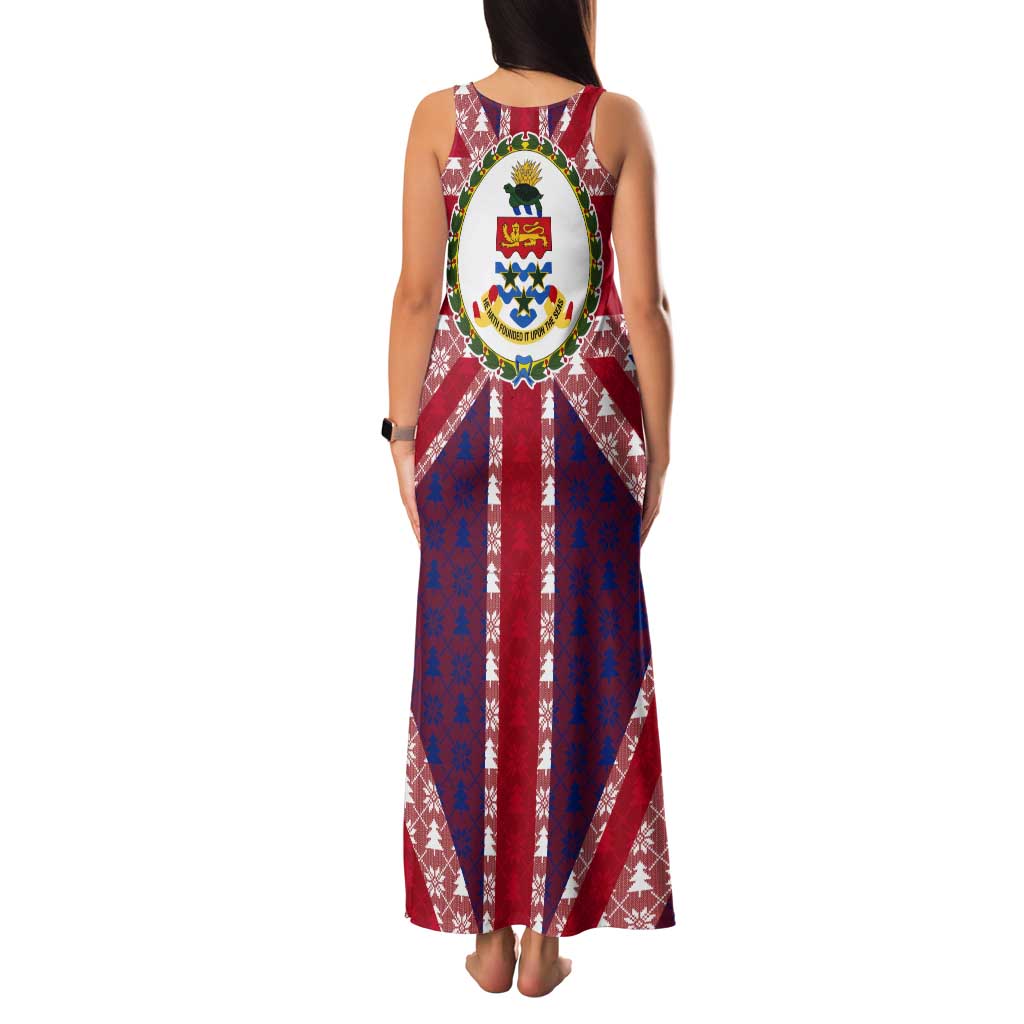 Cayman Islands Christmas Tank Maxi Dress Xmas Pattern and Coat of Arms - Wonder Print Shop