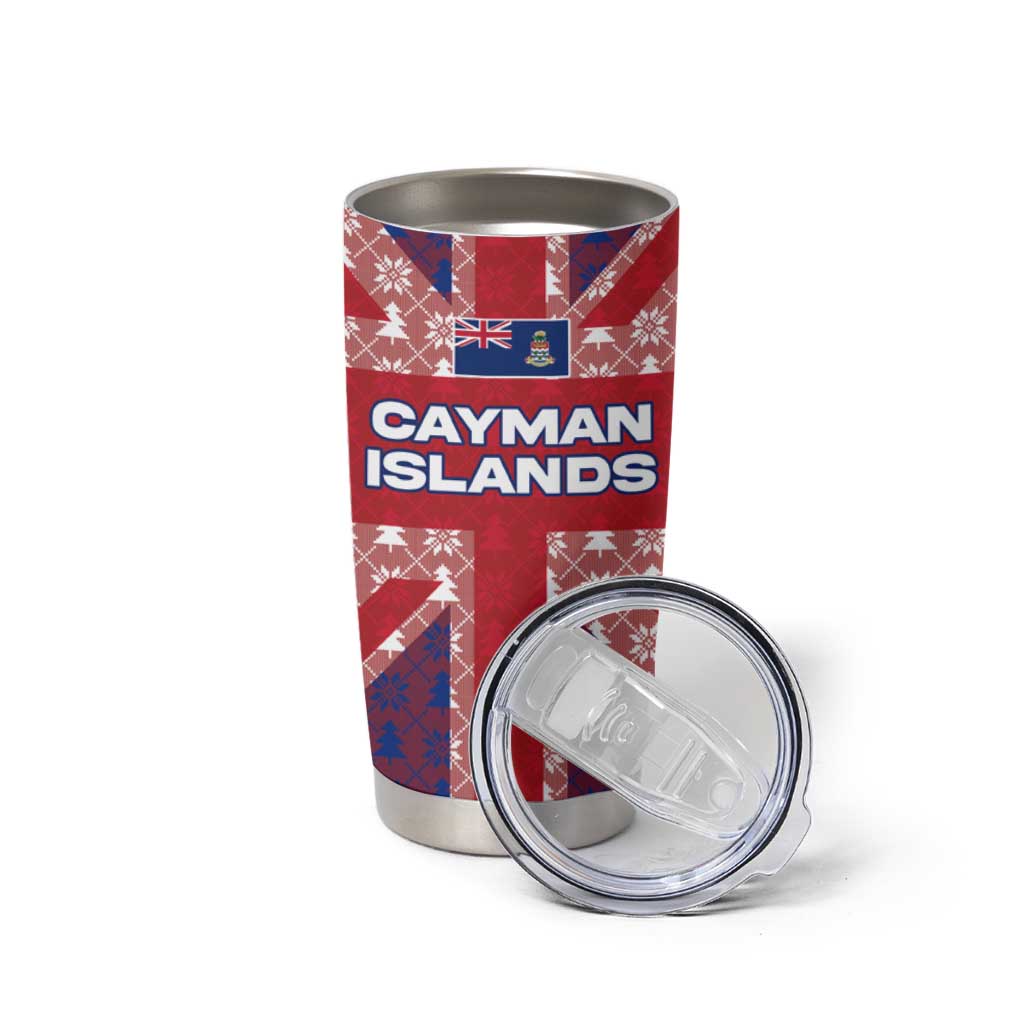 Cayman Islands Christmas Tumbler Cup Xmas Pattern and Coat of Arms - Wonder Print Shop