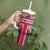 Cayman Islands Christmas Tumbler With Handle Xmas Pattern and Coat of Arms - Wonder Print Shop