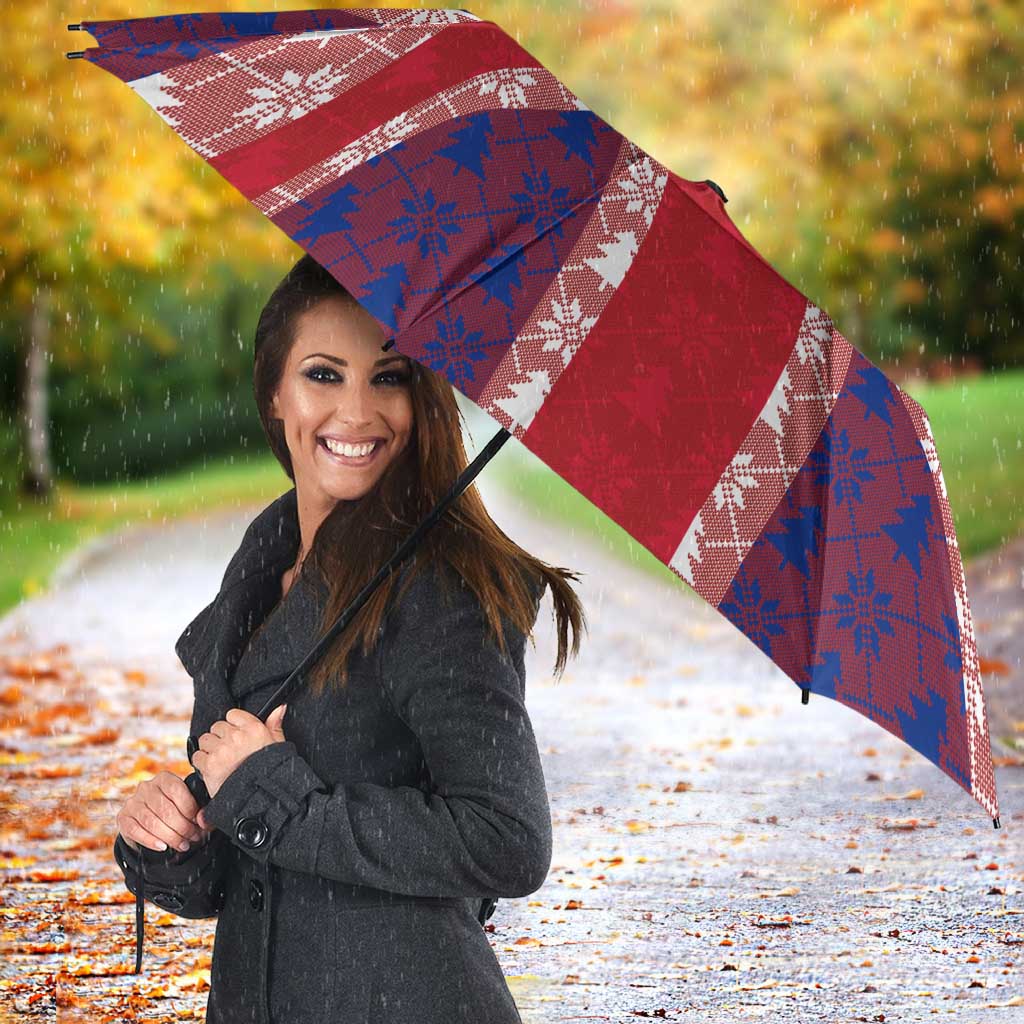 Cayman Islands Christmas Umbrella Xmas Pattern and Coat of Arms - Wonder Print Shop