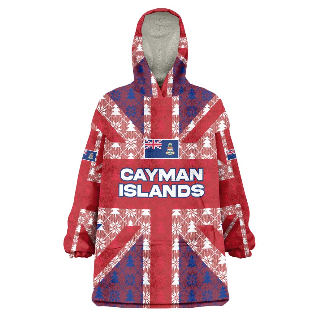 Cayman Islands Christmas Wearable Blanket Hoodie Xmas Pattern and Coat of Arms - Wonder Print Shop