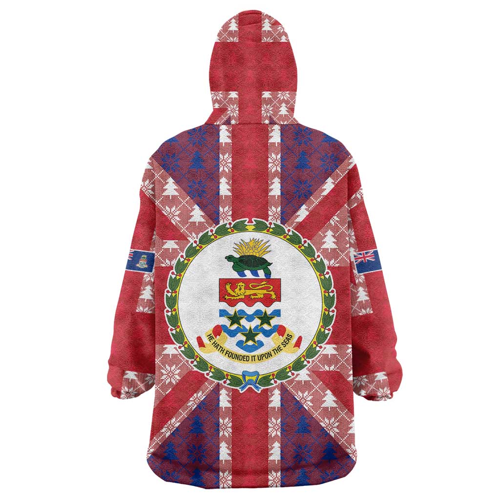 Cayman Islands Christmas Wearable Blanket Hoodie Xmas Pattern and Coat of Arms - Wonder Print Shop