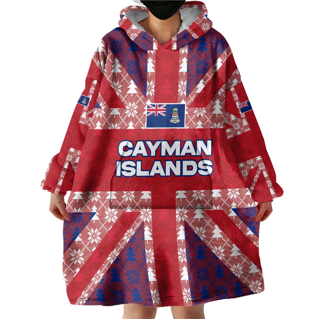 Cayman Islands Christmas Wearable Blanket Hoodie Xmas Pattern and Coat of Arms - Wonder Print Shop