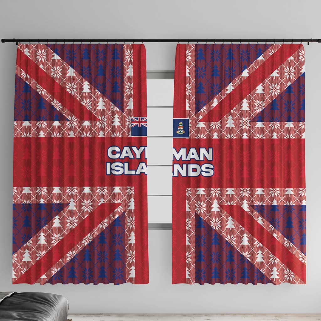 Cayman Islands Christmas Window Curtain Xmas Pattern and Coat of Arms - Wonder Print Shop