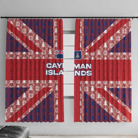 Cayman Islands Christmas Window Curtain Xmas Pattern and Coat of Arms - Wonder Print Shop