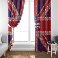 Cayman Islands Christmas Window Curtain Xmas Pattern and Coat of Arms - Wonder Print Shop