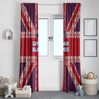 Cayman Islands Christmas Window Curtain Xmas Pattern and Coat of Arms - Wonder Print Shop