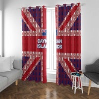 Cayman Islands Christmas Window Curtain Xmas Pattern and Coat of Arms - Wonder Print Shop
