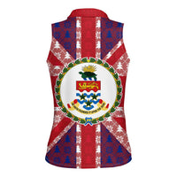 Cayman Islands Christmas Women Sleeveless Polo Shirt Xmas Pattern and Coat of Arms - Wonder Print Shop