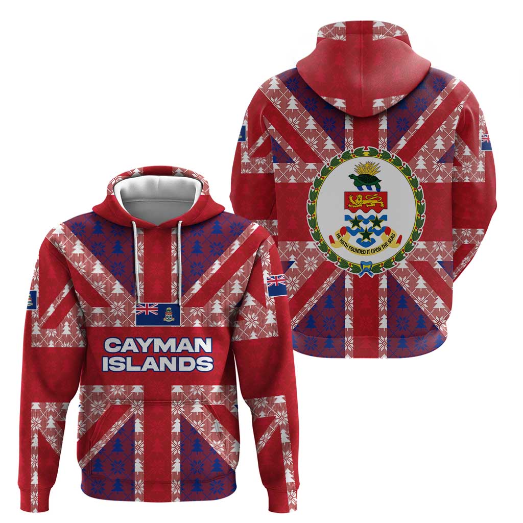 Cayman Islands Christmas Zip Hoodie Xmas Pattern and Coat of Arms - Wonder Print Shop