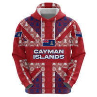 Cayman Islands Christmas Zip Hoodie Xmas Pattern and Coat of Arms - Wonder Print Shop