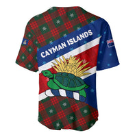 Cayman Islands Xmas Baseball Jersey Christmas Plaid Turtle and Coat of Arms Red Green Blue - Wonder Print Shop