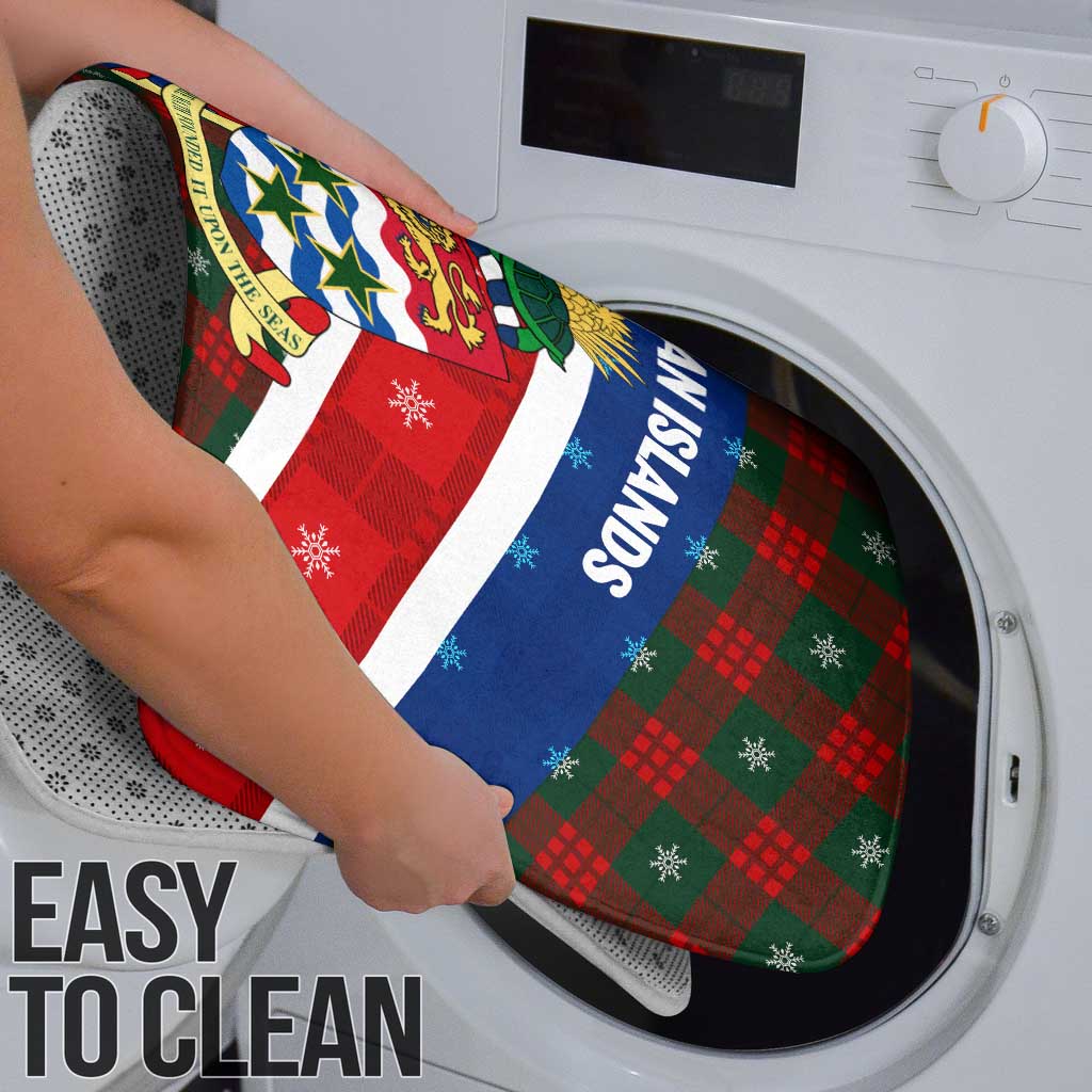 Cayman Islands Xmas Bathroom Set Christmas Plaid Turtle and Coat of Arms Red Green Blue - Wonder Print Shop