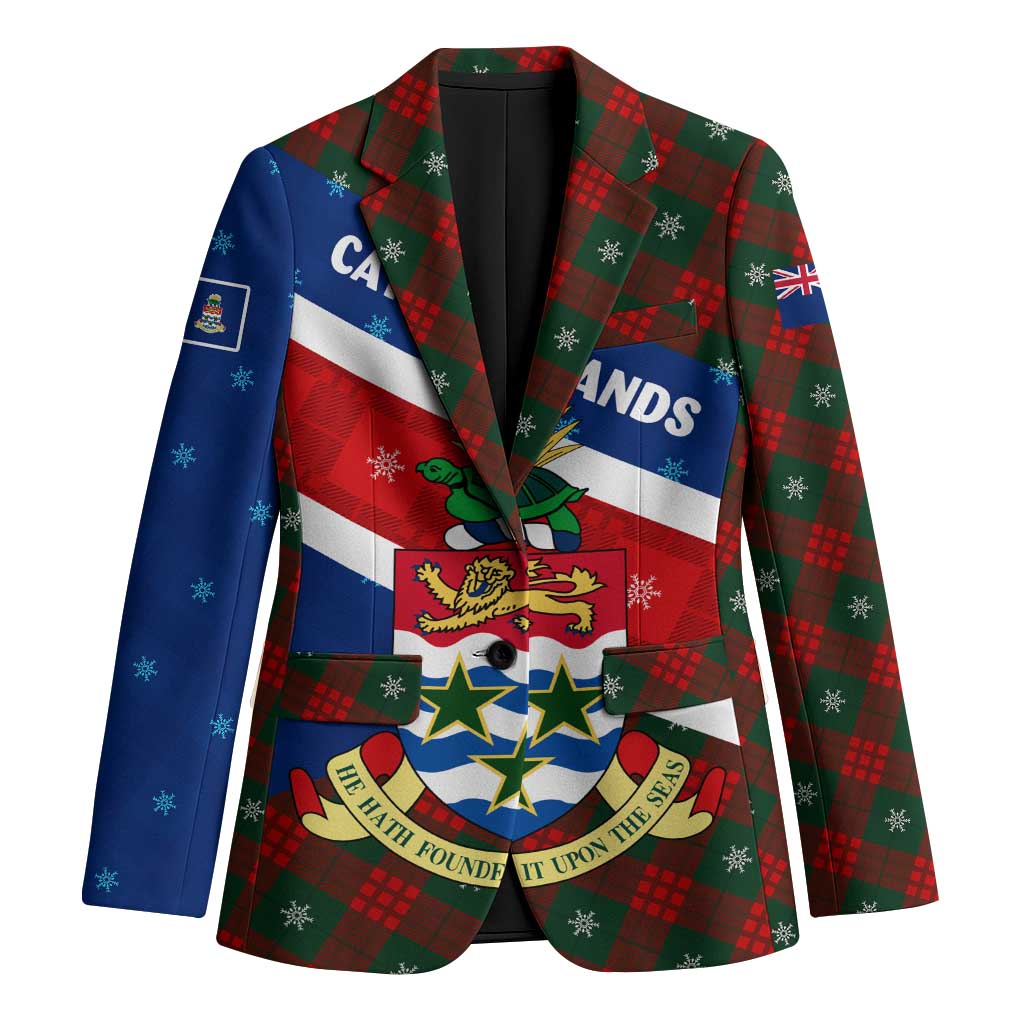 Cayman Islands Xmas Blazer Christmas Plaid Turtle and Coat of Arms Red Green Blue - Wonder Print Shop
