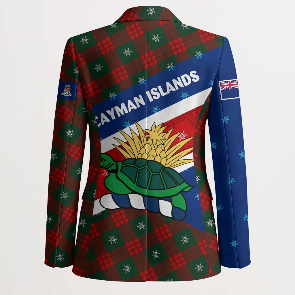 Cayman Islands Xmas Blazer Christmas Plaid Turtle and Coat of Arms Red Green Blue - Wonder Print Shop