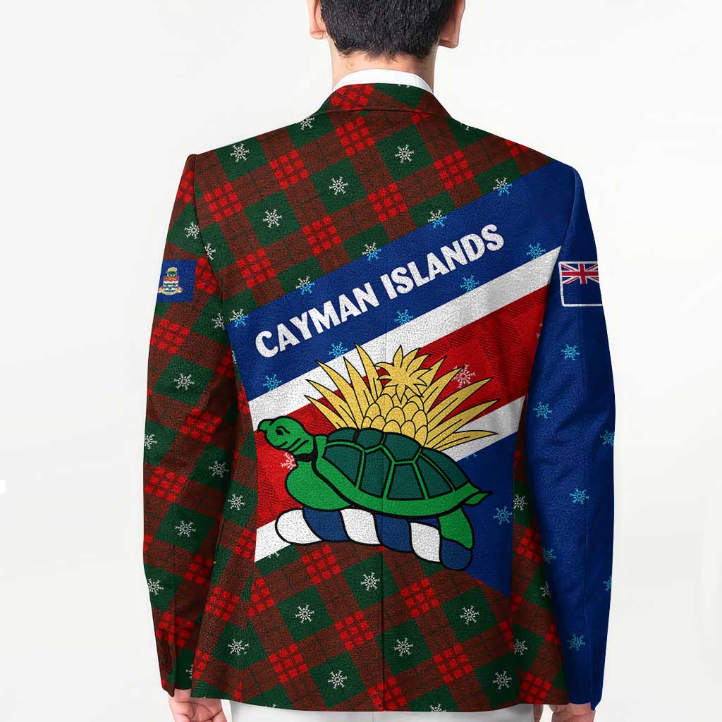 Cayman Islands Xmas Blazer Christmas Plaid Turtle and Coat of Arms Red Green Blue - Wonder Print Shop