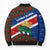 Cayman Islands Xmas Bomber Puffer Jacket Christmas Plaid Turtle and Coat of Arms Red Green Blue - Wonder Print Shop