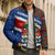 Cayman Islands Xmas Bomber Puffer Jacket Christmas Plaid Turtle and Coat of Arms Red Green Blue - Wonder Print Shop