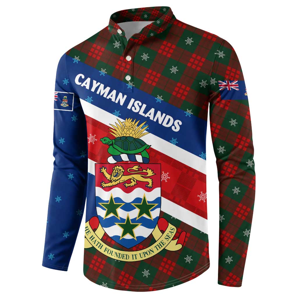 Cayman Islands Xmas Button Sweatshirt Christmas Plaid Turtle and Coat of Arms Red Green Blue - Wonder Print Shop