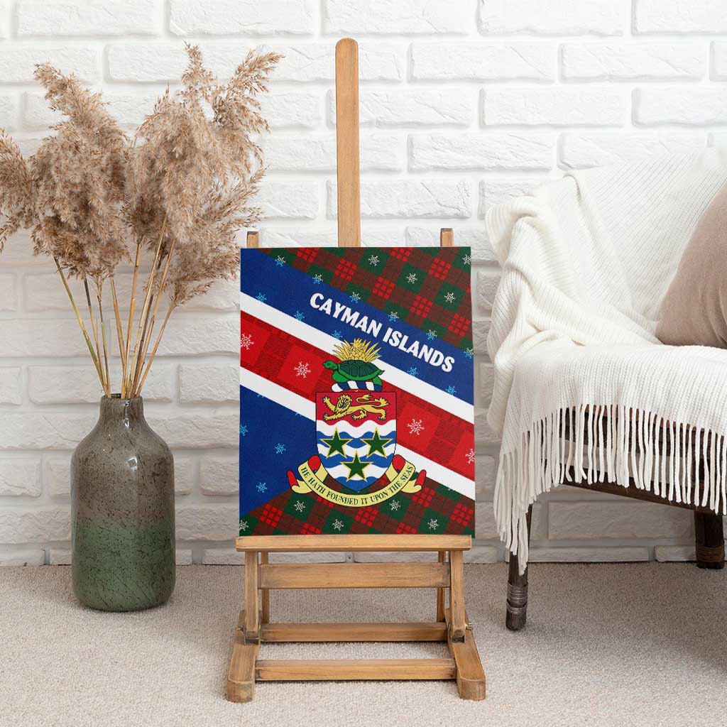 Cayman Islands Xmas Canvas Wall Art Christmas Plaid Turtle and Coat of Arms Red Green Blue - Wonder Print Shop