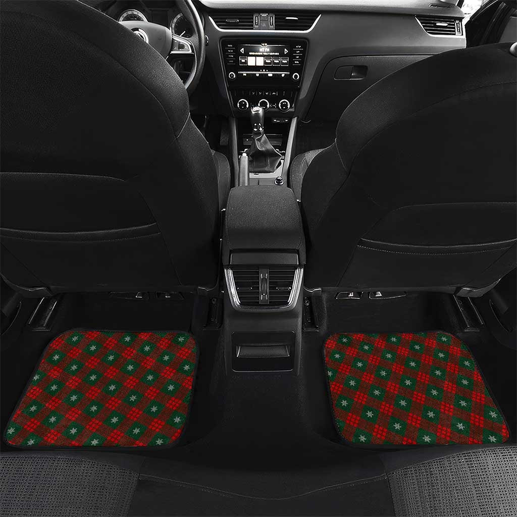 Cayman Islands Xmas Car Mats Christmas Plaid Turtle and Coat of Arms Red Green Blue - Wonder Print Shop
