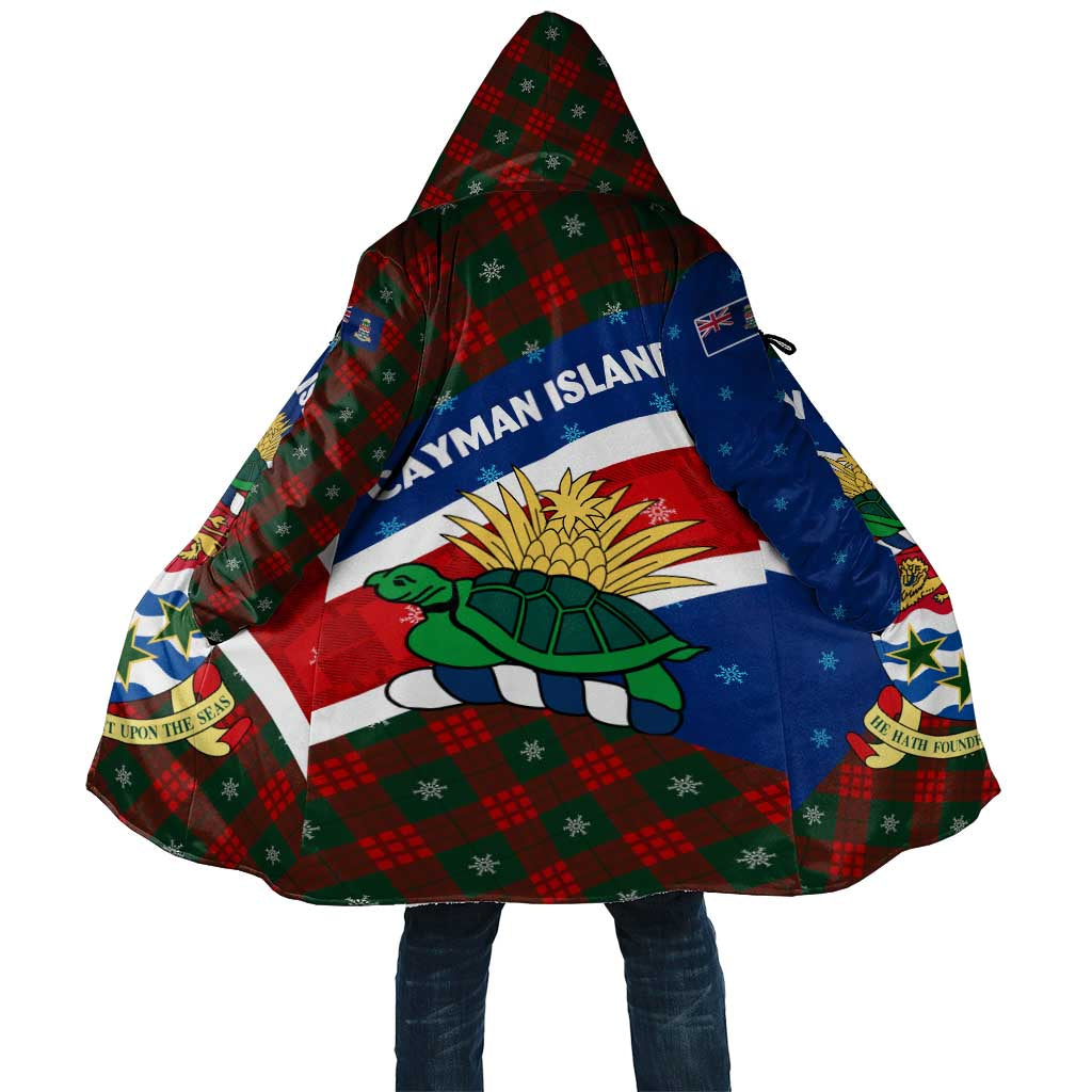 Cayman Islands Xmas Cloak Christmas Plaid Turtle and Coat of Arms Red Green Blue - Wonder Print Shop