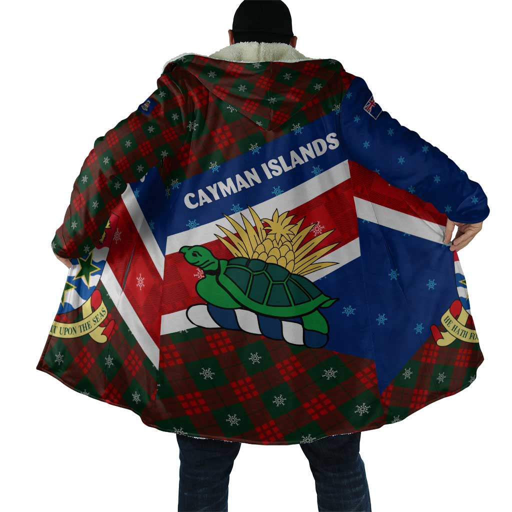 Cayman Islands Xmas Cloak Christmas Plaid Turtle and Coat of Arms Red Green Blue - Wonder Print Shop