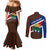 Cayman Islands Xmas Couples Matching Mermaid Dress and Long Sleeve Button Shirt Christmas Plaid Turtle and Coat of Arms Red Green Blue - Wonder Print Shop